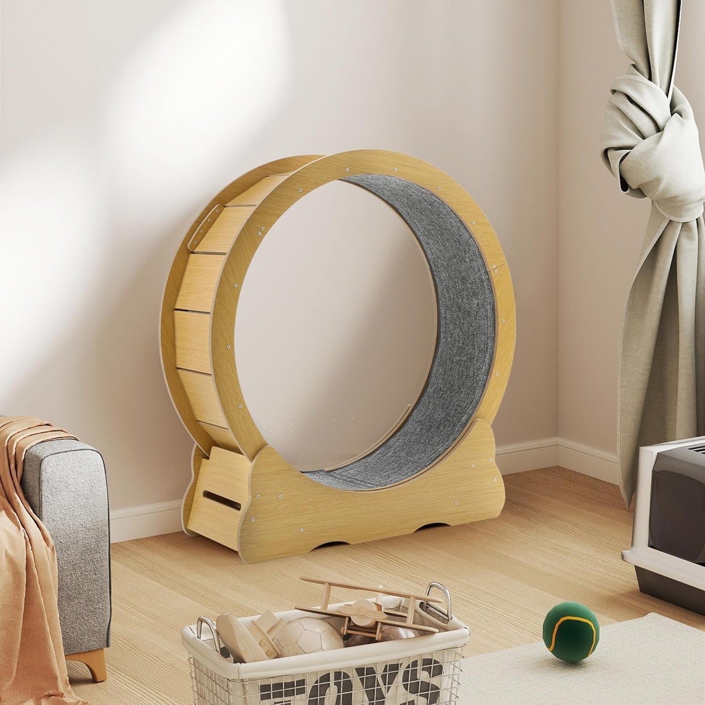 YODOLLA 35.8'' Cat Wheel for Indoor Cats, Natural