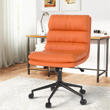 YODOLLA Office Chairs Swivel Desk Chair, PU Leather Orange