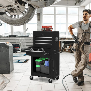 YODOLLA 4-Drawers Heavy Duty Tool Cart with Wheels, Black