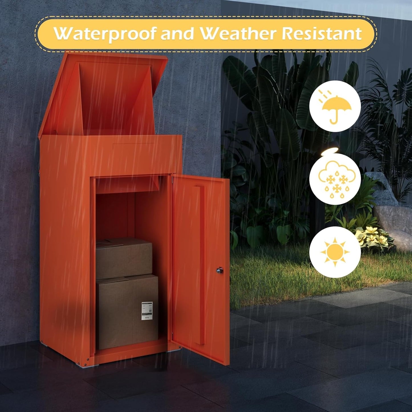 YODOLLA Lockable Anti-Theft Parcel Drop Box With Mailbox For Porch Fence Curbside, Orange