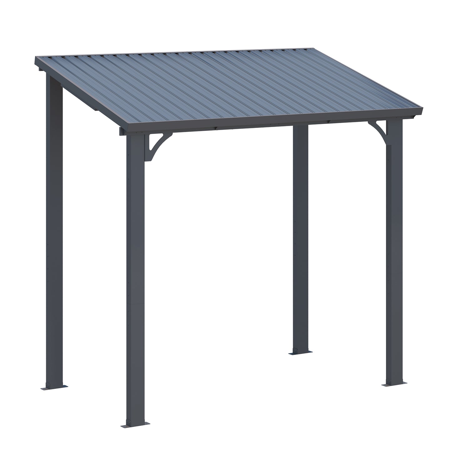 YODOLLA 8'x5' Hardtop Gazebo, Wall-Mounted Lean to Metal Awnings Pergola