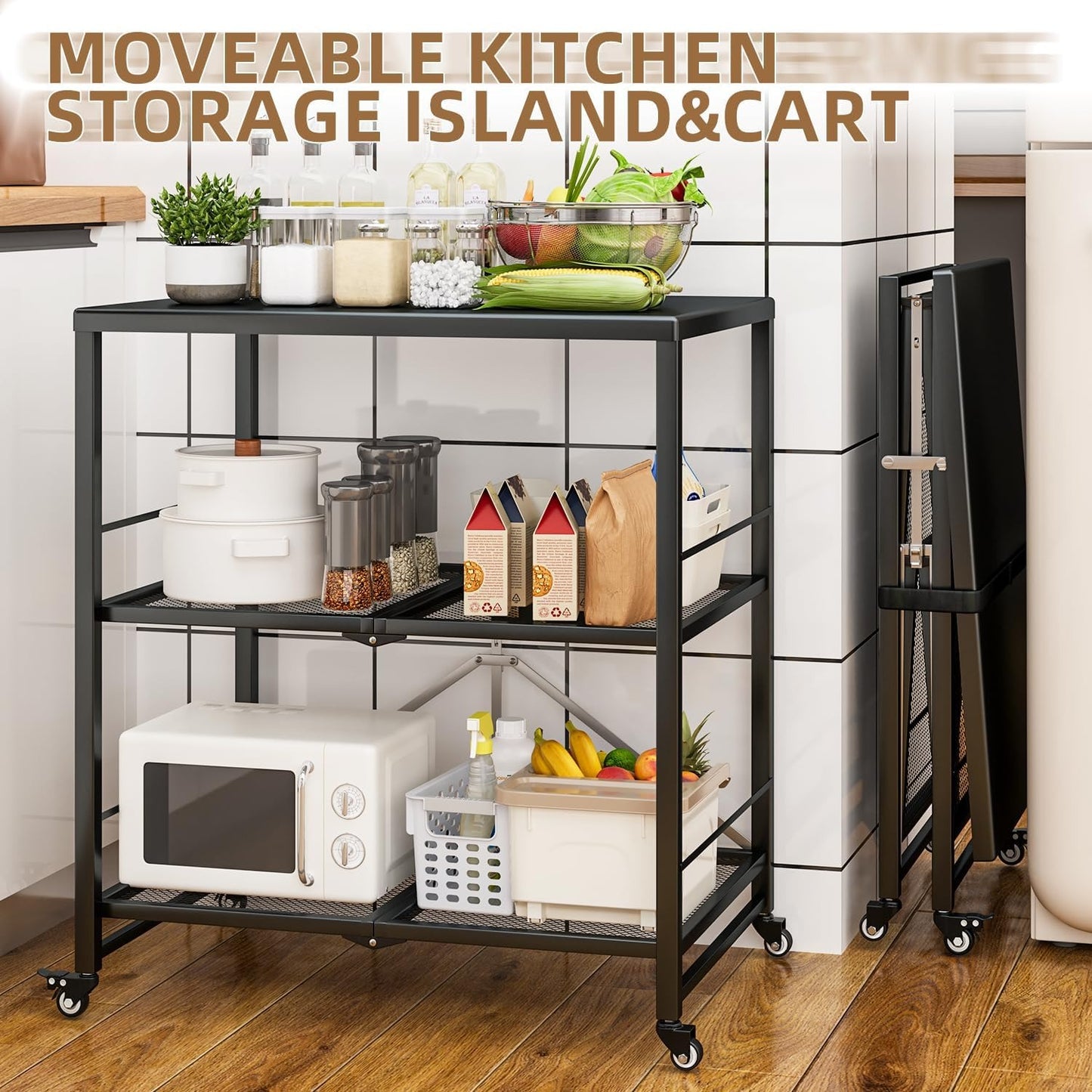 YODOLLA Stainless Pizza Oven Table with 2 Lock Casters, Black