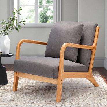 YODOLLA Accent Chair Reading Armchair, Linen Gray