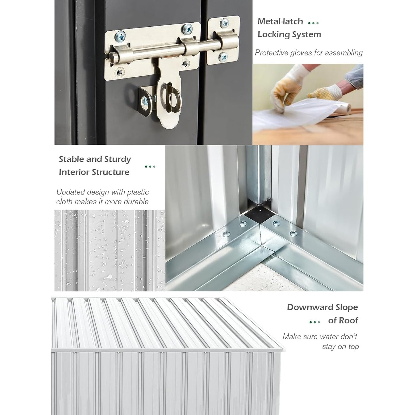 YODOLLA 4' x 7' Outdoor Lean to Storage Shed, White