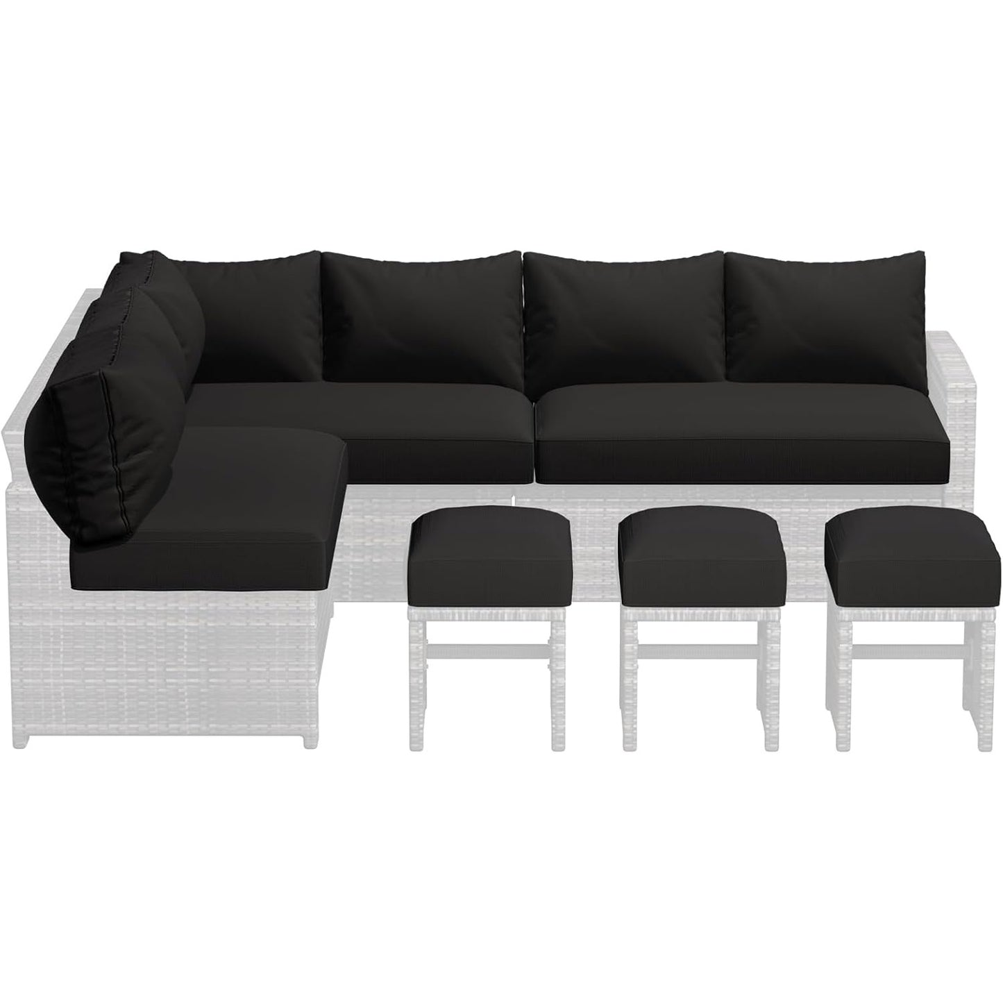 YODOLLA Memory Foam Cushions and Covers, Black