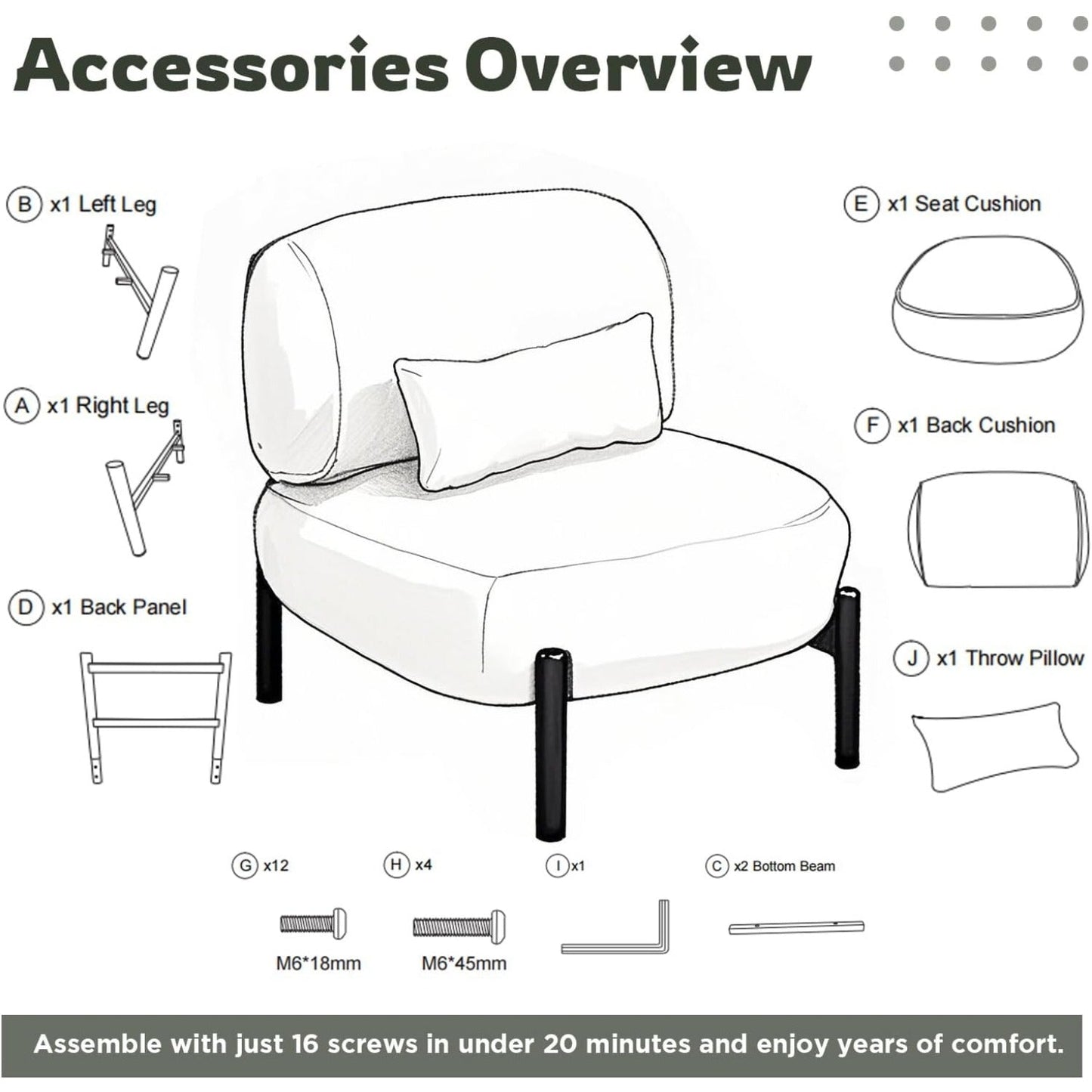 YODOLLA Mid Century Modern Accent Chair, Extra Large Teddy Upholstered Lounge Chair with Pillow