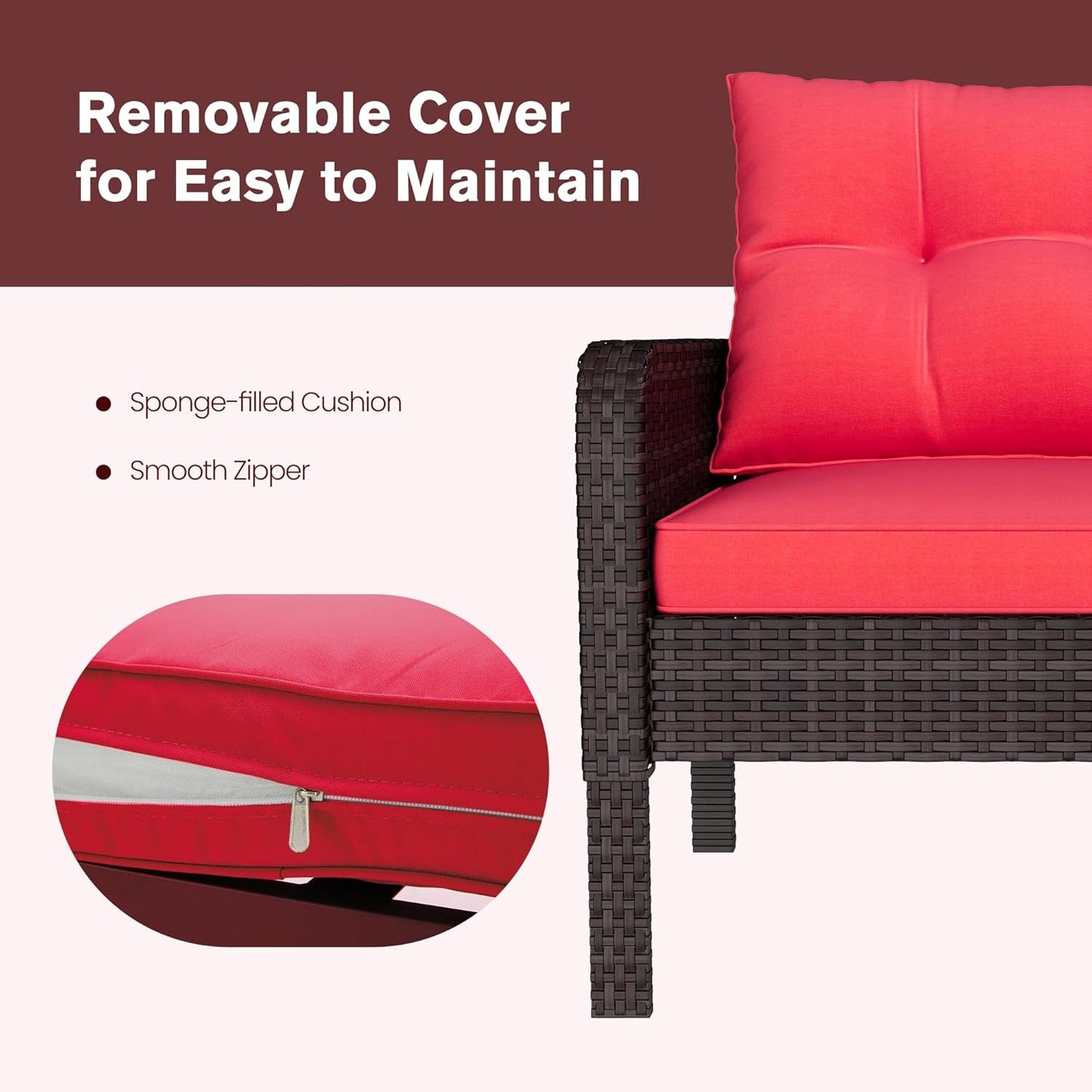 YODOLLA Outdoor 5 Pieces Patio Furniture Set, Red