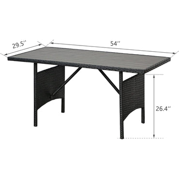 YODOLLA 54” Metal Frame Wicker Outdoor Dining Table, Black