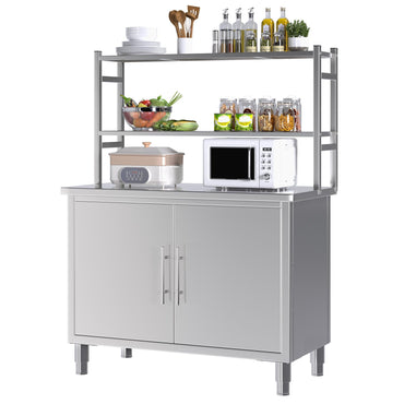 YODOLLA 40"x20" Stainless Steel Table with Cabinet