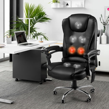YODOLLA Heated Executive Office Chair with Massage, PU Leather Black