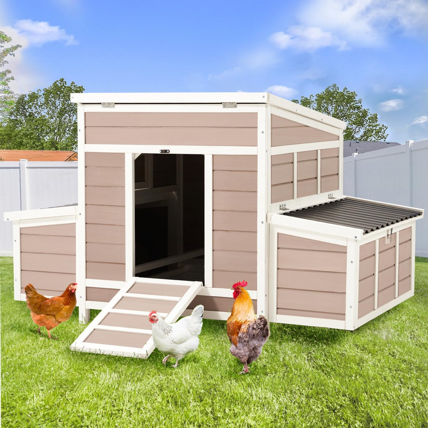 YODOLLA chicken coop with vent and nesting box.
