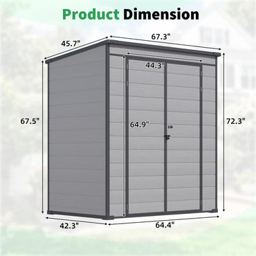 YODOLLA 4'x6' Resin Outdoor Storage Shed, Lean to Plastic Shed with Base