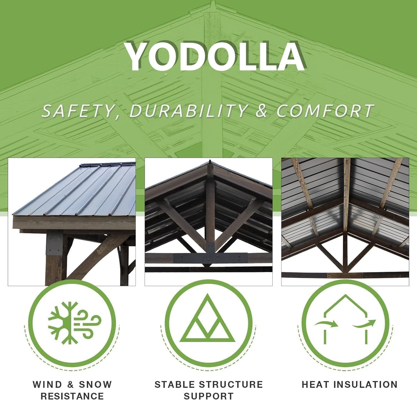 YODOLLA 12x14 Wooden Gazebo with Hip Roof