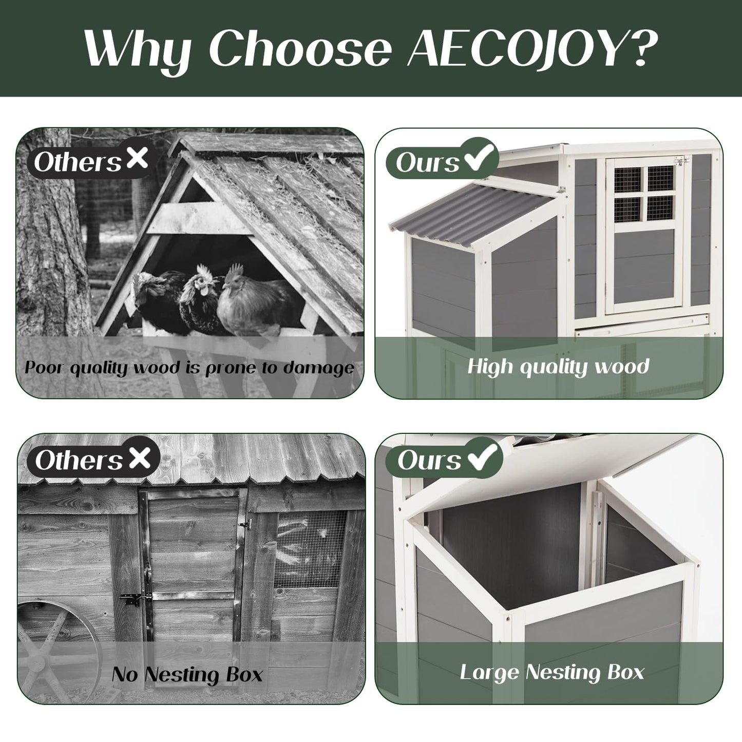 YODOLLA 98'' Extra Large Chicken Coop with Run, Wood Chicken House with 4 Nesting Boxes for 6-8 Chickens