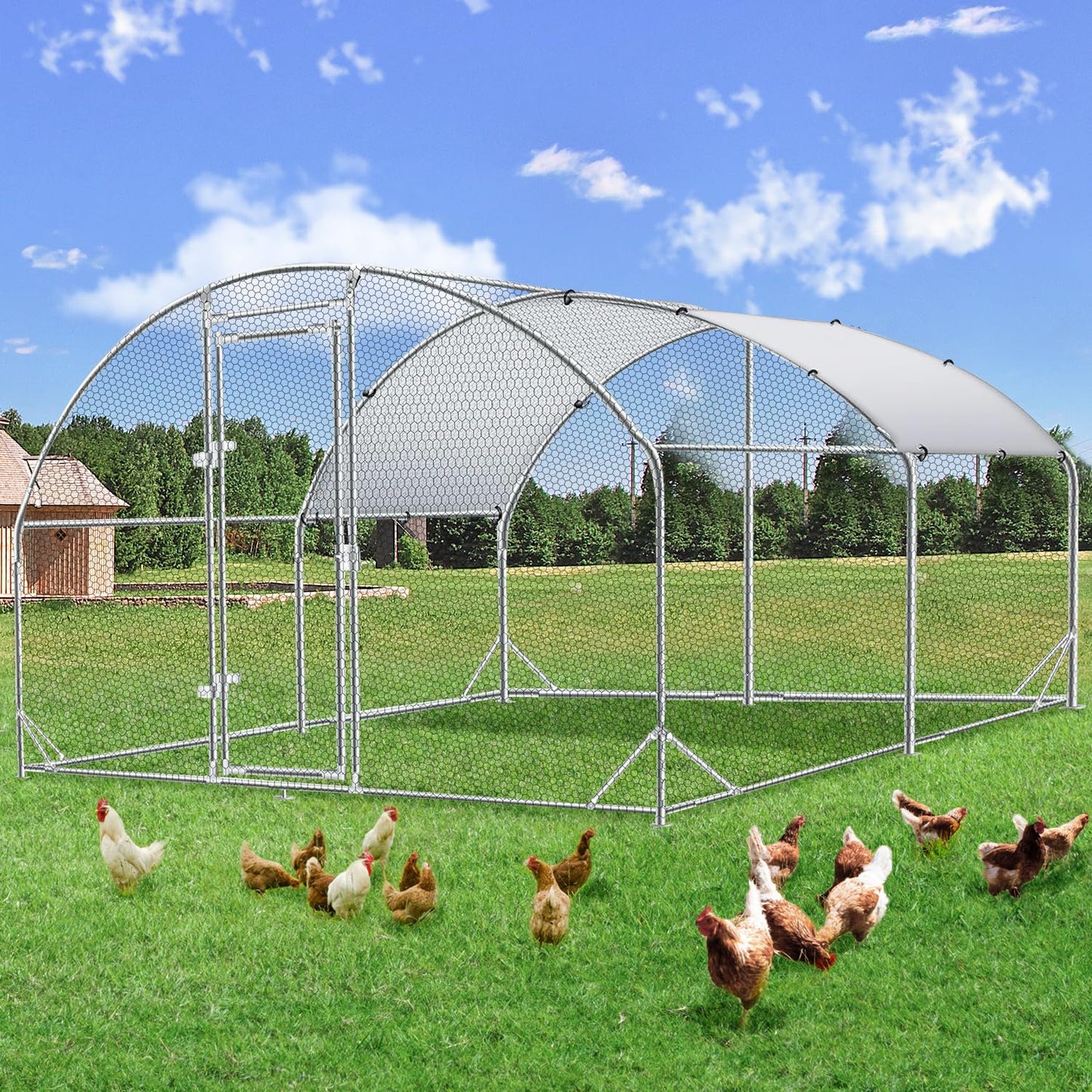 YODOLLA Walk-In Metal Chicken Coop