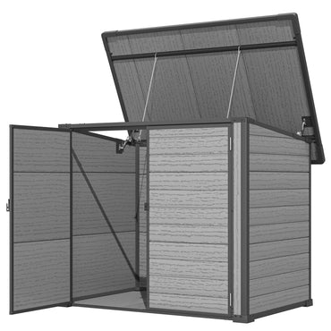 YODOLLA Outdoor Resin Trash Can Storage Shed with Reinforced Floor