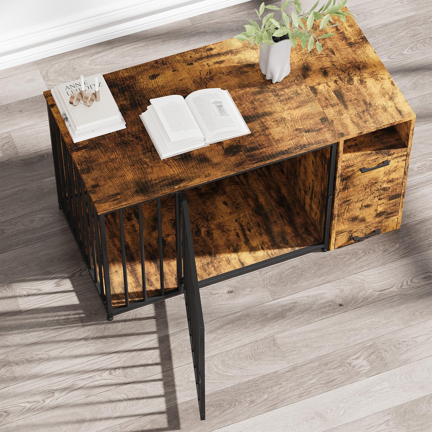 YODOLLA 36 Inch Dog Crate Furniture with Storage Cabinet