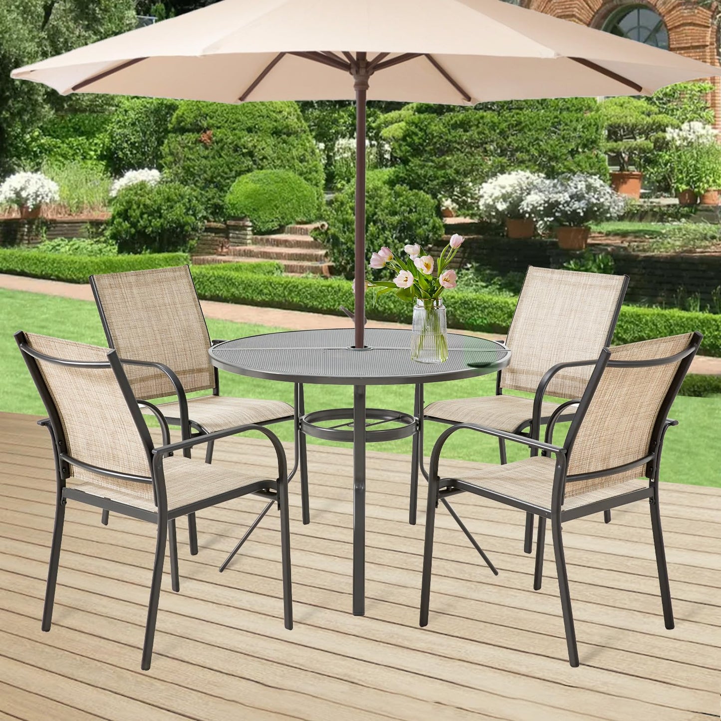 YODOLLA Patio Dining Chairs Set for 4, Stackable Textilene Patio Chairs