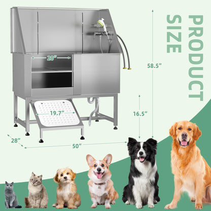 YODOLLA Professional Stainless Steel Dog Washing Station for Large