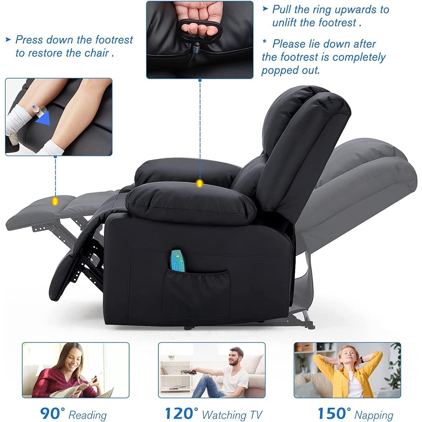 YODOLLA Massage Recliner Chair, Black