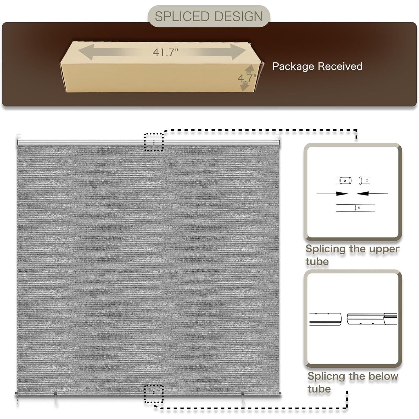 YODOLLA Outdoor Roller Shade, Sun Shade Cover Canopy with 99% UV Protection, Gray