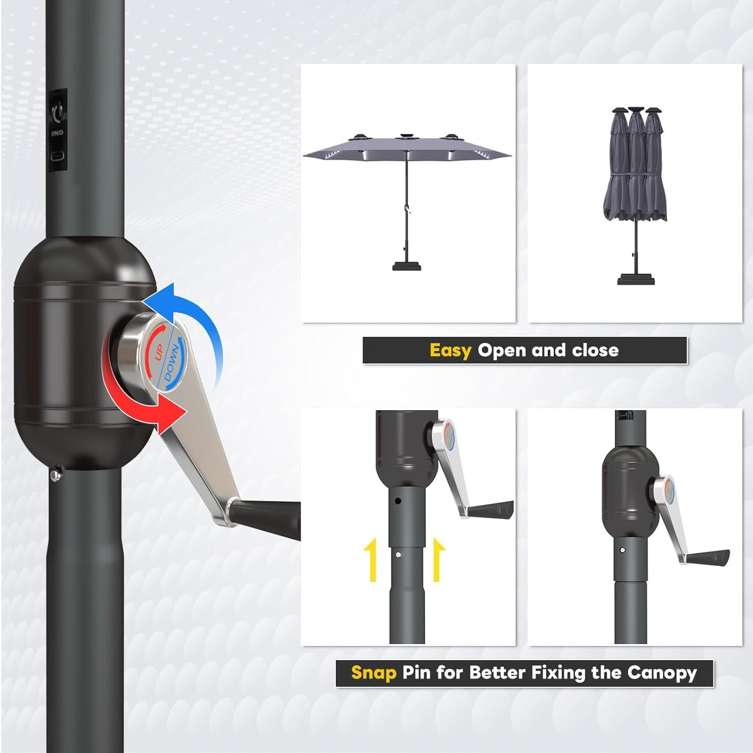 YODOLLA patio umbrella with solar lights bright