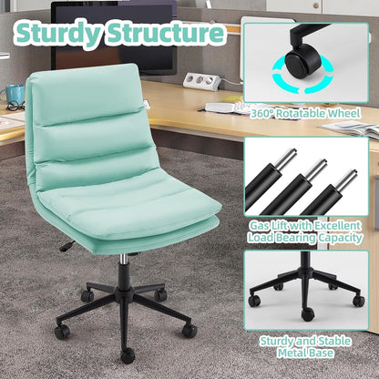 YODOLLA Office Chairs Swivel Desk Chair, PU Leather Light Green