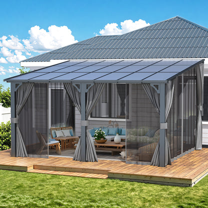 YODOLLA 14' x 12' Gazebo Outdoor Pergola with Curtains and Netting