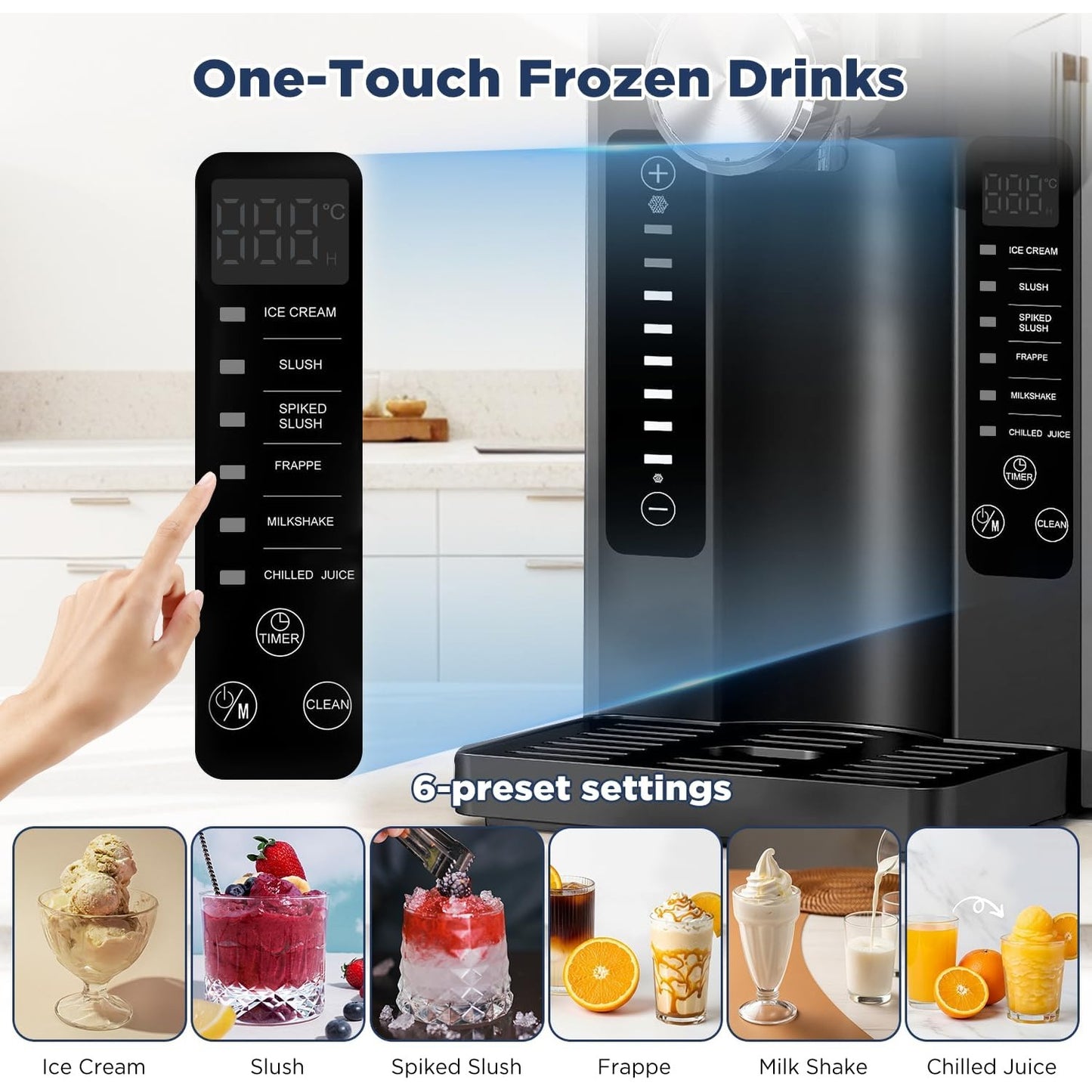 YODOLLA Slushie Machine, No Ice Needed, Professional Frozen Drink Machine with Self-Cleaning Function