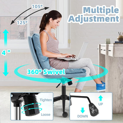 YODOLLA Office Chairs Swivel Desk Chair, Linen Fabric Blue