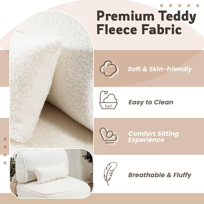 YODOLLA Mid Century Modern Accent Chair, Extra Large Teddy Upholstered Lounge Chair with Pillow