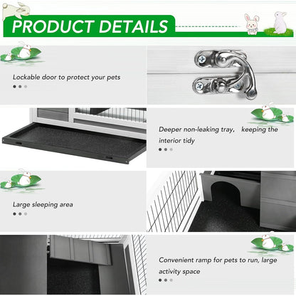 YODOLLA 35.4'' Rabbit Cage Pet House for Small Animals, Gray