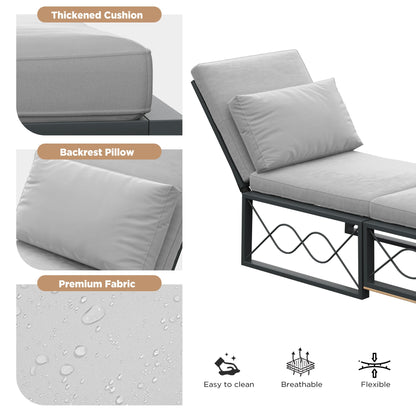 YODOLLA Outdoor Metal Chaise Lounge Chair Adjustable 5-Position Recliner