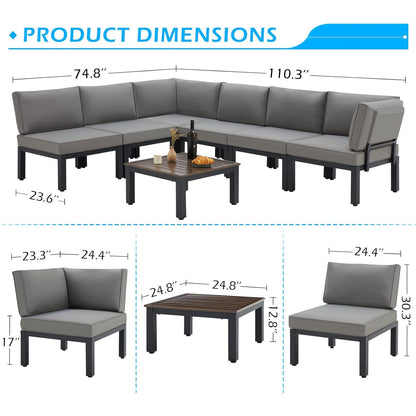 YODOLLA Outdoor Patio Furniture Set, 7 Piece Metal Patio Sectional Conversation Sofa