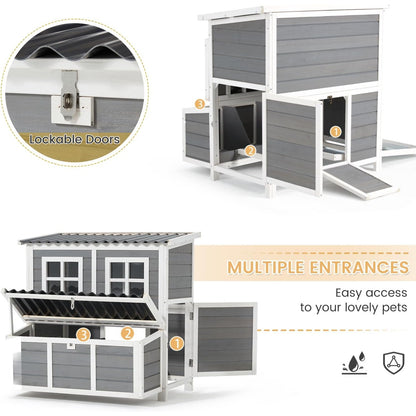 YODOLLA Chicken Coop, 40" Large Wooden Chicken Hutch with 3 Lockable Nesting Boxes