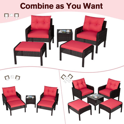 YODOLLA Outdoor 5 Pieces Patio Furniture Set, Red
