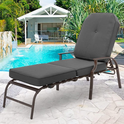 YODOLLA Adjustable Outdoor Chaise Lounge, Grey