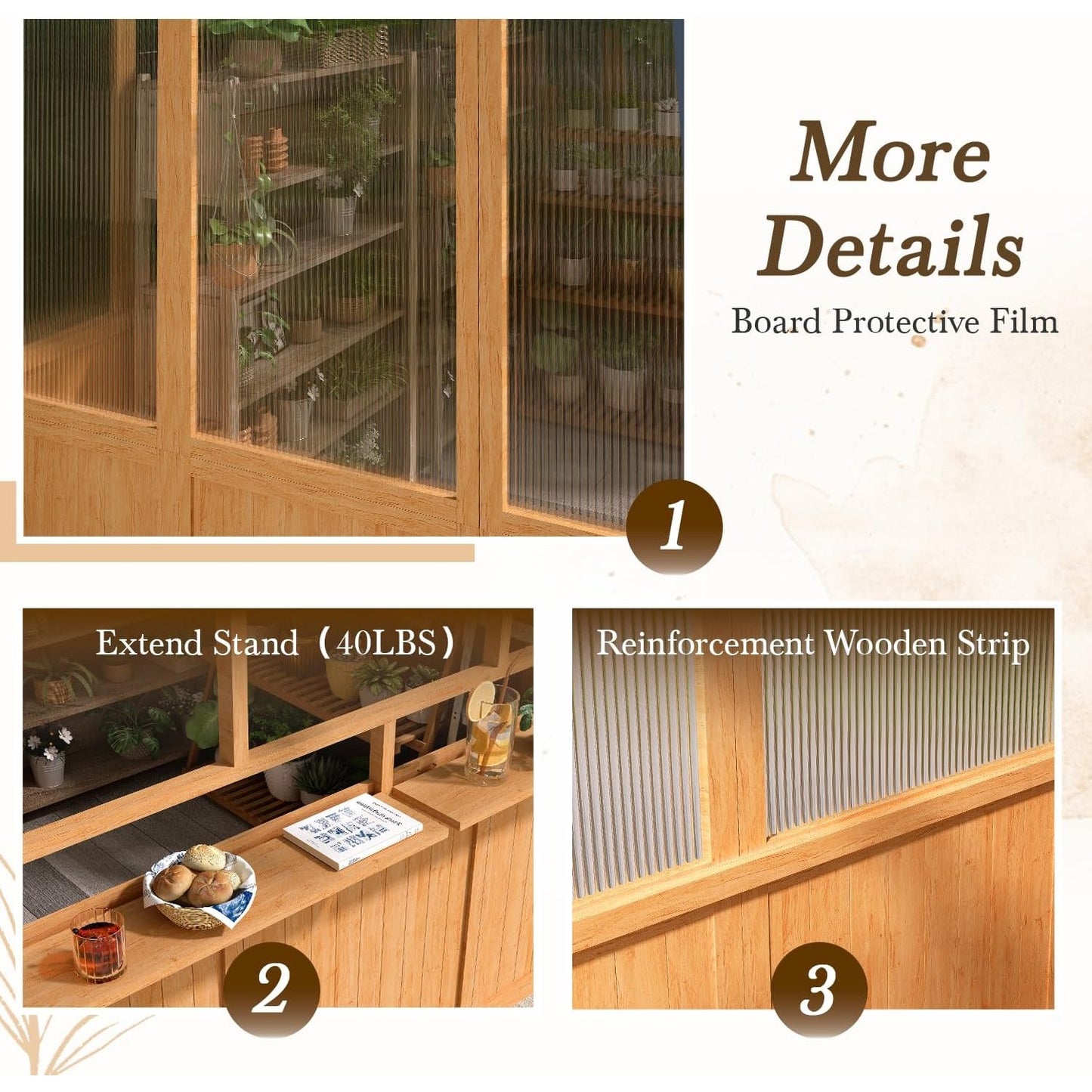 YODOLLA 6x10 FT Wood Greenhouse for Outdoors