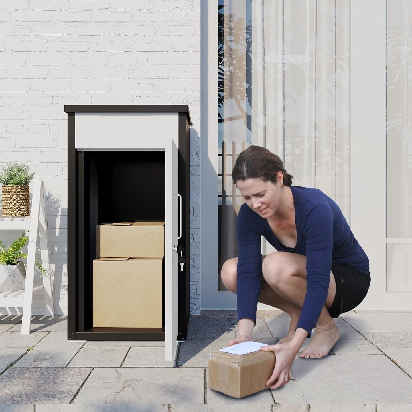 YODOLLA Lockable Anti-Theft Parcel Drop Box With Mailbox For Porch Fence Curbside, White