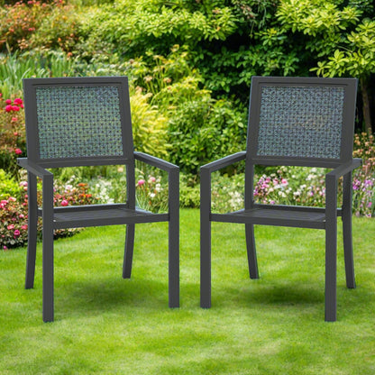 YODOLLA Outdoor Metal Dining Chairs, Set of 2