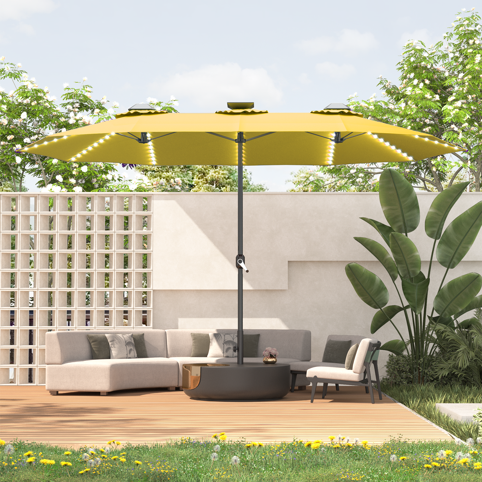 YODOLLA rectangular patio umbrella strong wind resistance