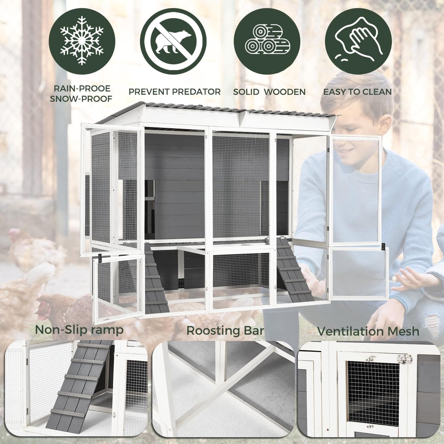 YODOLLA 67'' Extra Large Wood Chicken Coop with Run