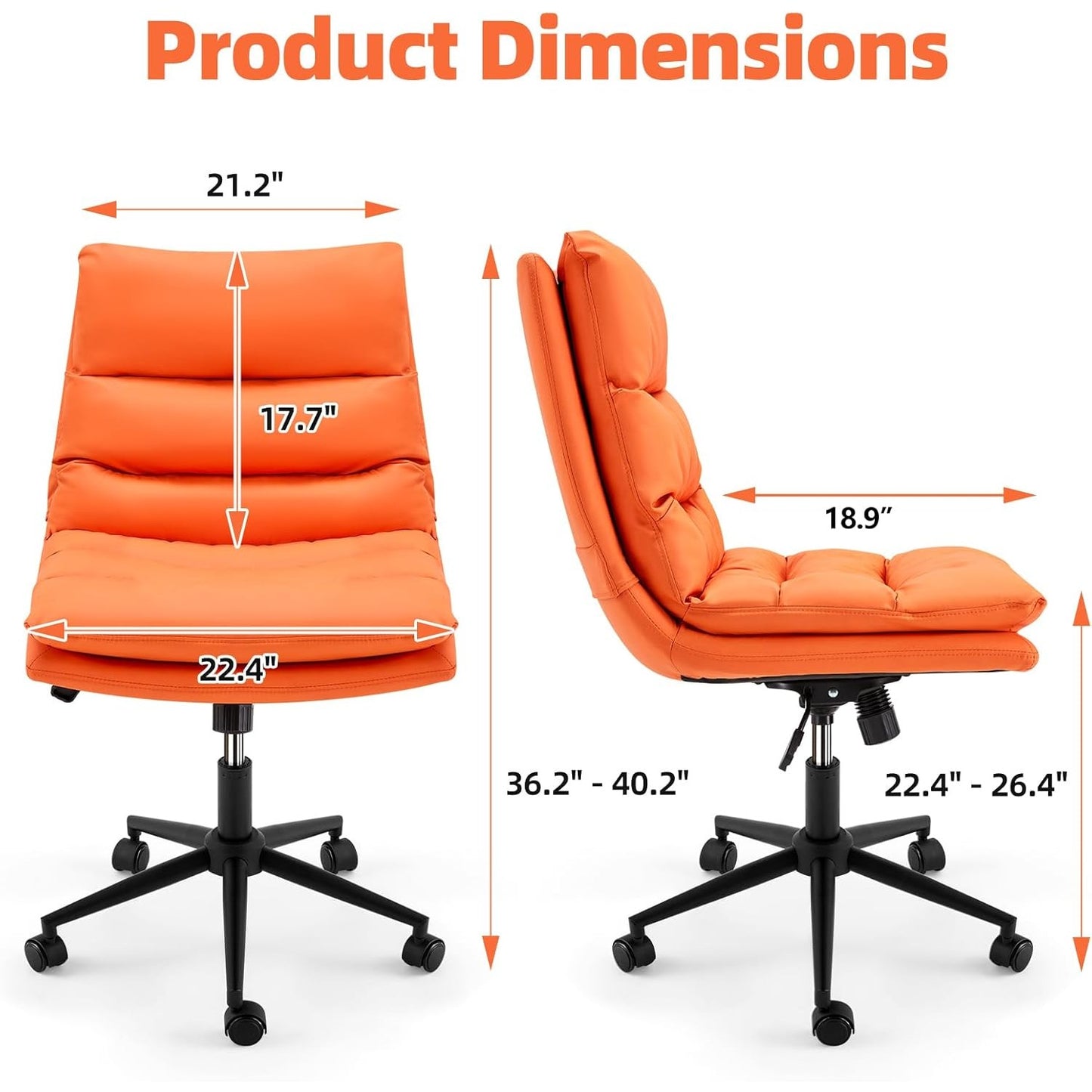 YODOLLA Office Chairs Swivel Desk Chair, PU Leather Orange