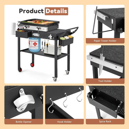 YODOLLA Outdoor Grill Table, Folding Portable Grill Cart