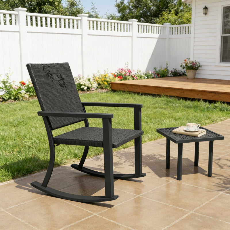 YODOLLA Outdoor Dining Set, Metal Frame Patio 2PCS(Chair+Side Table)