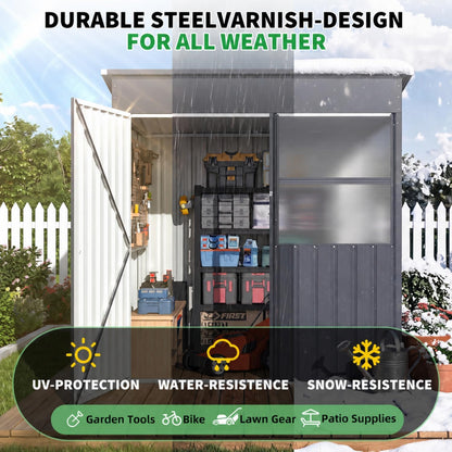 YODOLLA 6x6 Ft Metal Storage Shed with Translucent Panels