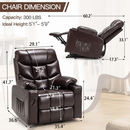 YODOLLA Massage Power Lift Recliner for Elderly, Faux Leather, Dark Brown