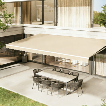YODOLLA 12'×10' Manual Retractable Awning Sun Shade Patio Awning Cover