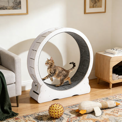 YODOLLA 35.8'' Cat Wheel Large Quiet Cat Treadmill, White