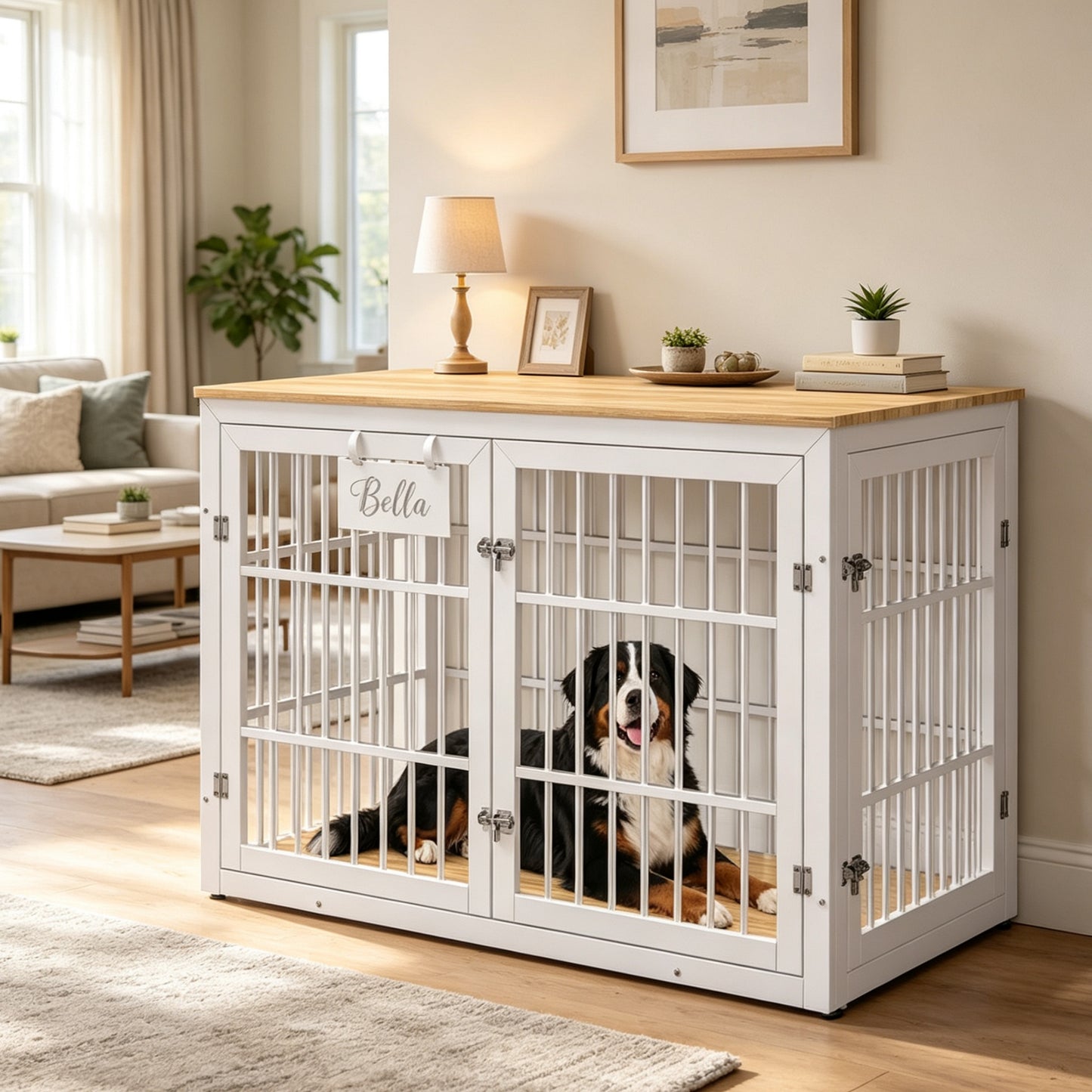 YODOLLA 46'' Dog Crate Furniture for XX-Large Dogs, White